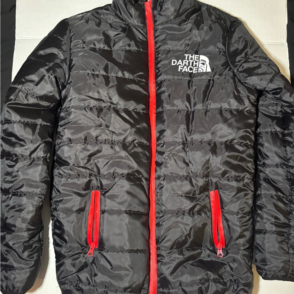 The Darth Face STAR WARS Black Puffer Jacket with Red Accents